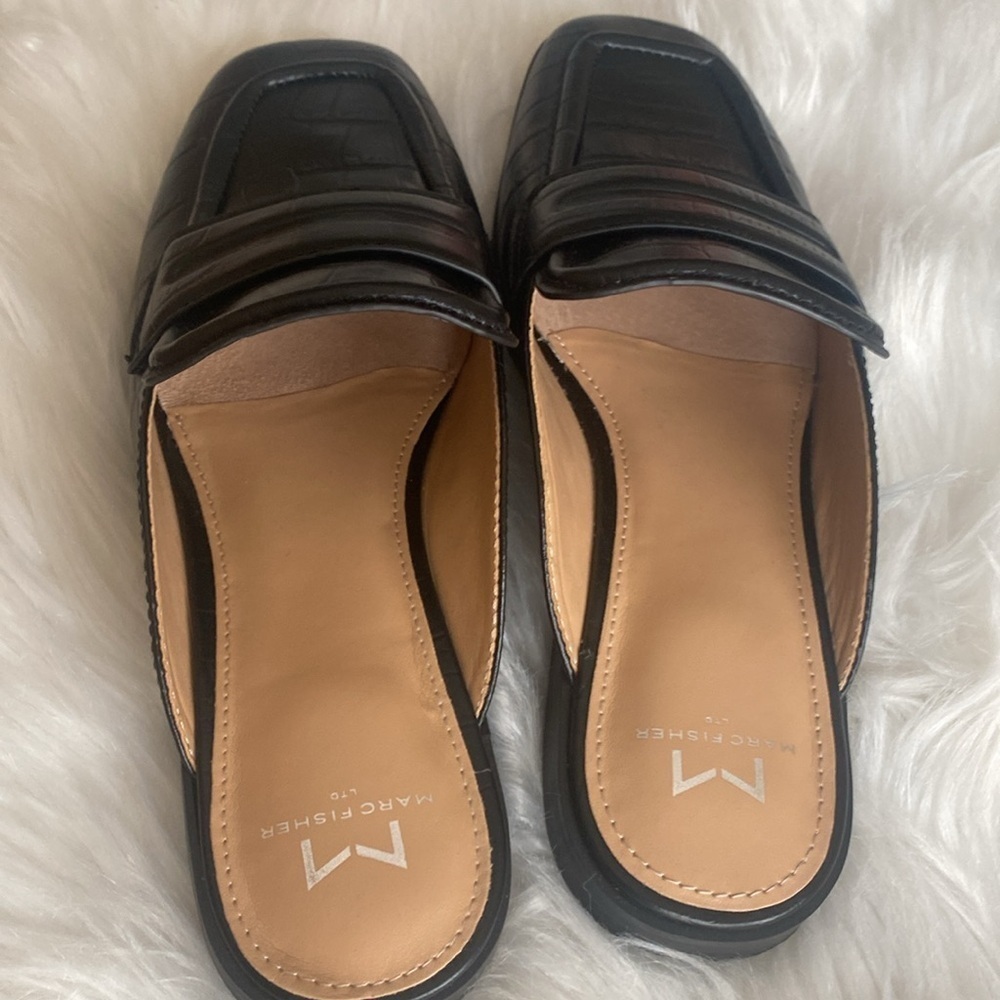 Marc Fisher LTD Flyta Leather Slip on Loafers Black Shoes - Picture 8 of 9